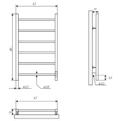 Полотенцесушитель электрический ДВИН J neo 80/40 К диммер , полированный (4657763755133)