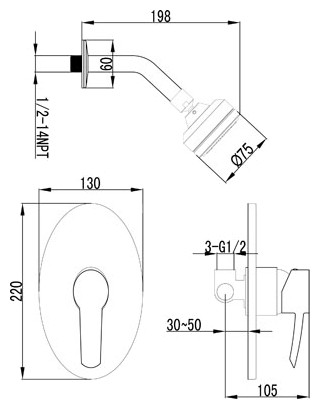 Смеситель Lemark Atlantiss LM3220C для душа
