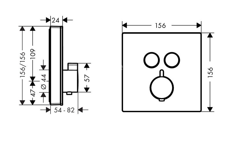 15738600 ShowerSelect Glass Термостат для двух потребителей, стеклянный, СМ (черный/хром)