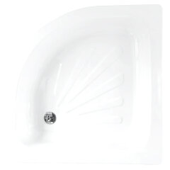 Поддон Loranto стальной, полукруглый 90х90х15 толщина стали 0,9 мм, отверстие для слива 5 см, белый (LG900C)