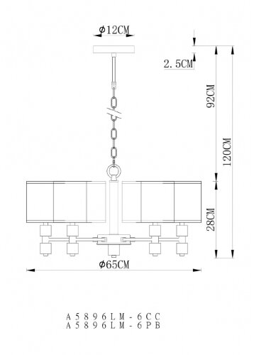 Подвесная люстра Arte Lamp A5896LM-6PB