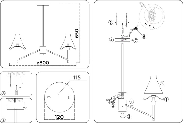 Потолочная люстра Ambrella LH57135