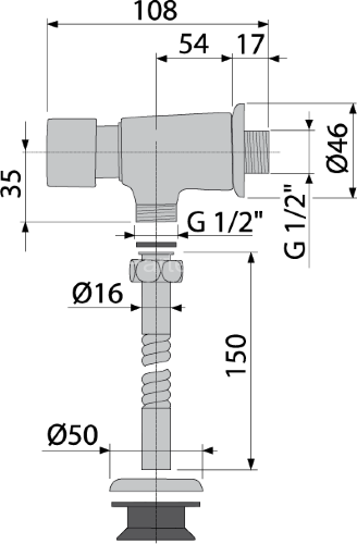 Кнопочный сливной вентиль для писсуара (ATS001)