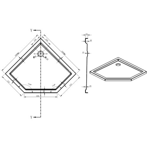 Поддон акриловый Loranto 100х100х5 в комплекте с сифоном (CS-22113-100)