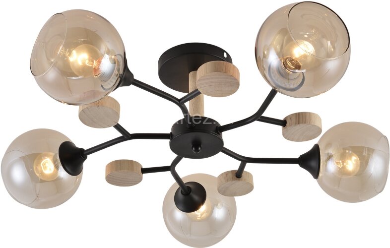Потолочная люстра Reluce 01501-0.3-05 BK+WOOD