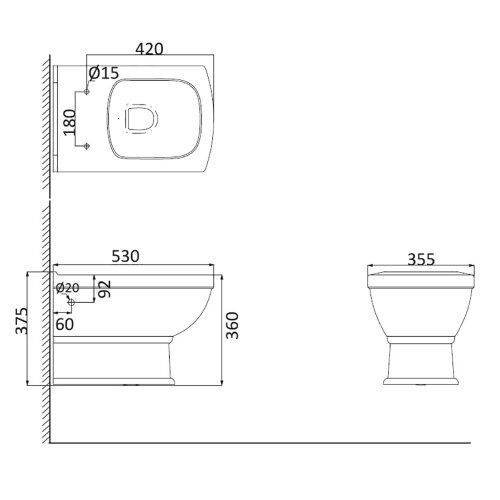 Унитаз подвесной Creo Ceramique ORLEANS с сидением микролифт (OR1100+OR1001)