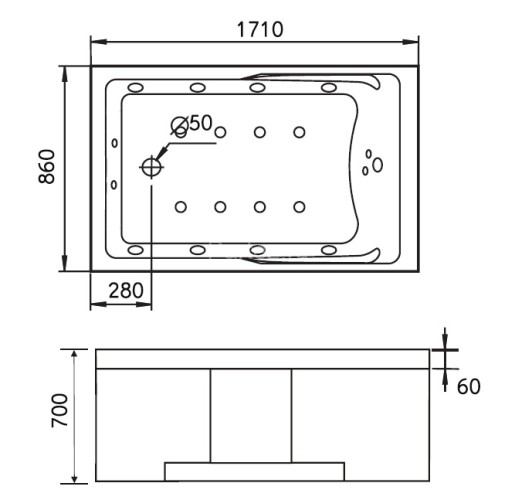 Акриловая ванна Gemy G9066 II K L