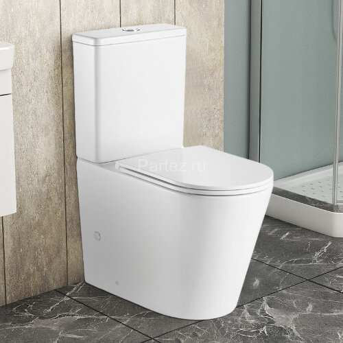 Унитаз-компакт Azario Vetro 380х605х825 напольный, безободковый, слив "ТОРНАДО", в комплекте с бачко