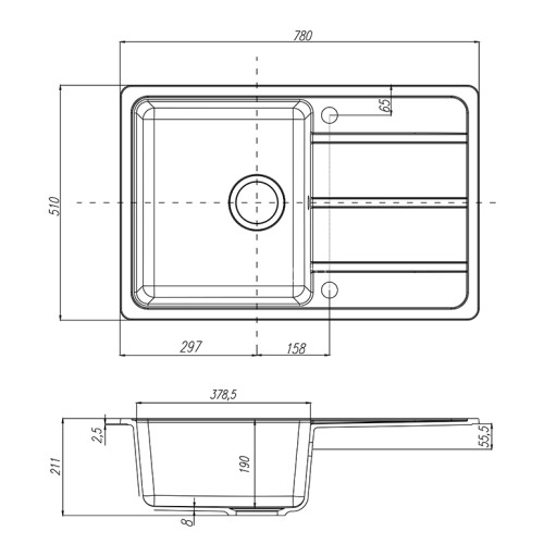 Кухонная мойка AQUATON Аманда, графит (1A712832AD210)