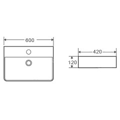Раковина накладная Azario 600х420х120 прямоугольная, белый матовый (AZ-2173-MW)