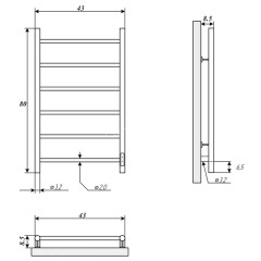 Полотенцесушитель электрический ДВИН J neo 80/40 К диммер, Чёрный матовый (4657763842994)