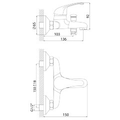 Смеситель Rossinka A35-31 для ванны
