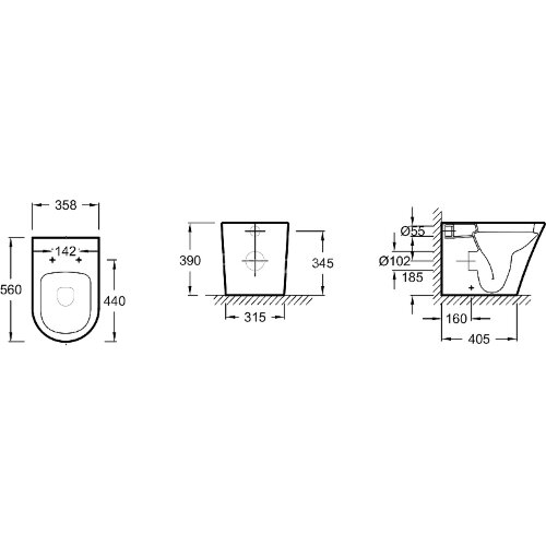 Унитаз приставной Jacob Delafon Rodin+ безободковый, белый (EDAA102-00)