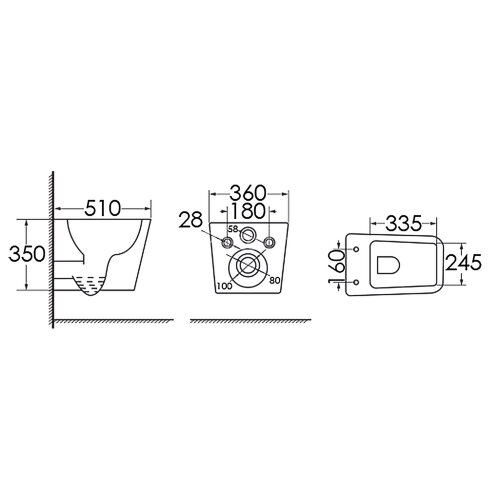 Унитаз подвесной Azario BOCA 360х510х350 безободковый, c сиденьем микролифт (AZ-1048 A)