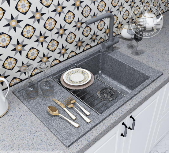 Кухонная мойка AQUATON Делия 78, серая (1A715132DE230)