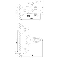 Смеситель Rossinka B35-31 для ванны