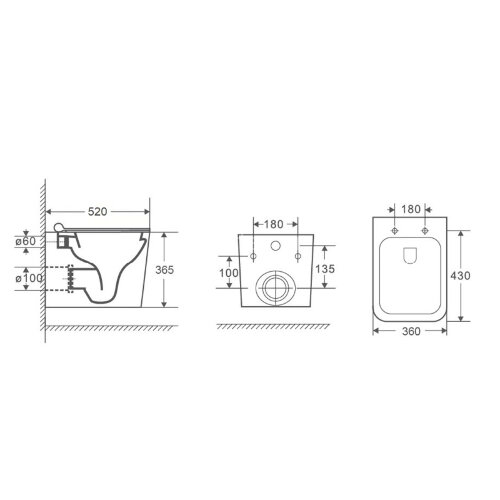 Сет LORANTO Инсталляция + Azario Boca Унитаз подвесной безободковый 52х36х37 (4501+AZ-2002)