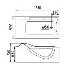 Акриловая ванна Gemy G9055 K R