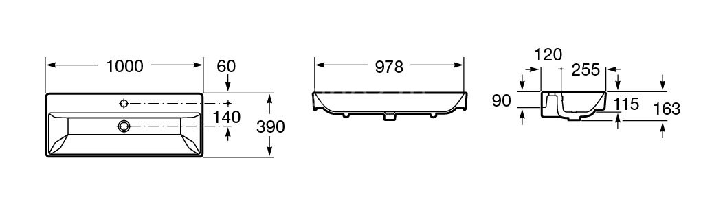Раковина мебельная Roca Oleta 1000х390, 1 отверстие (3274C600Y)