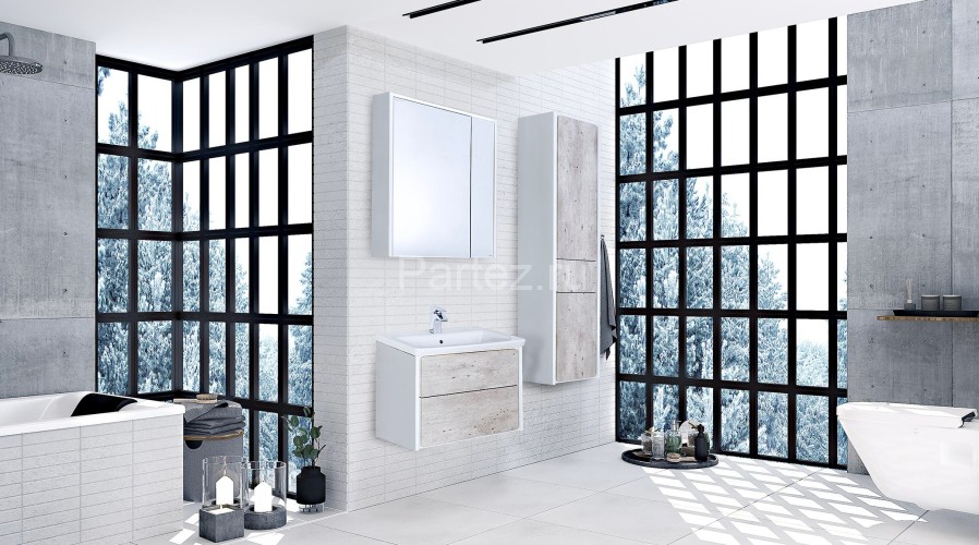 Шкаф-колонна Roca Ronda 32 L, 32 см, левый, бетон/белый глянец (Z.RU93.0.300.5)