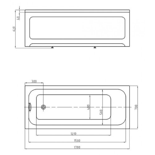 Ванна акриловая AZARIO BELLA прямоугольная 170*70 см (AV.0020170)