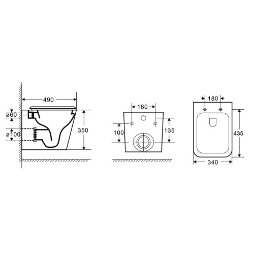 Унитаз подвесной Azario PRO 490х345х355 безободковый, в комплекте с быстросъемным сидением микролифт