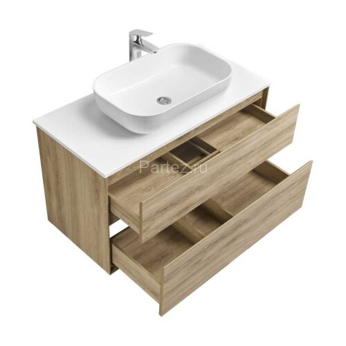 Тумба под раковину Aquaton Либерти 100, 2 ящика, дуб эльвезия (1A279601LYC70)