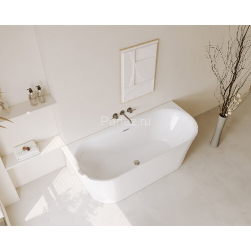 Ванна акриловая Azario ENGELS 1800x750x580 пристенная, в комплекте с сифоном и металлической рамой (