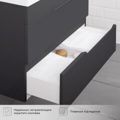 Комплект тумба Итана Alexa 60 (600х450х560) подвесная, с раковиной Clarissa 60, графит (CS00093214)