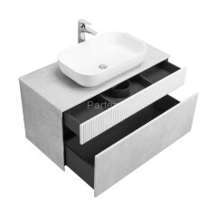 Тумба под раковину AQUATON Марбл 100 1000х460х530 подвесная, Слэйт/Белый матовый (1A276301MH4C0)