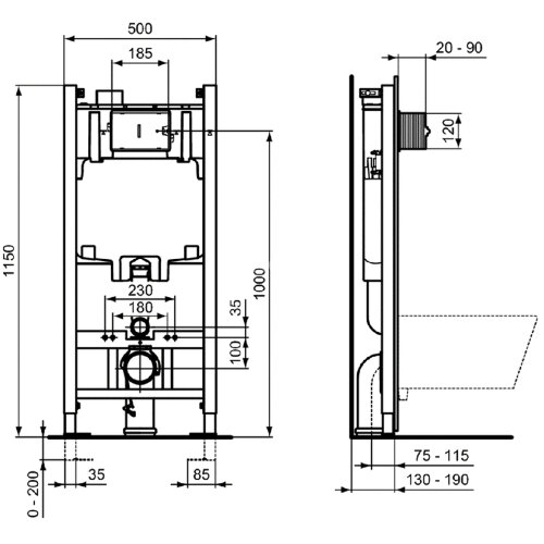 Комплект Ideal Standard Eurovit система инсталляции + унитаз с крышкой-сиденьем (RE881202)