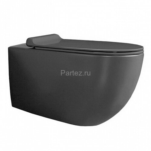 Унитаз подвесной Simas Vignoni "Rimless" 365х560х340 безободковый, с креплением F85, черный матовый 