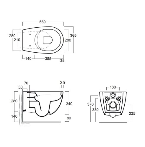 Унитаз подвесной Simas Vignoni "Rimless" 365х560х340 безободковый, с креплением F85, черный матовый 