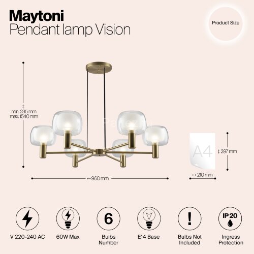 Подвесной светильник Maytoni MOD411PL-06G