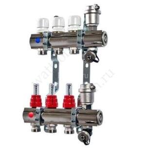 Коллекторная группа НЕРЖ. с расходомерами в сборе 1"х3х3/4"EK VALTEC