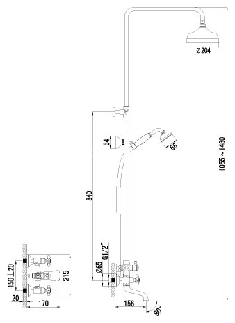 Смеситель Lemark Vintage LM2862B для ванны и душа