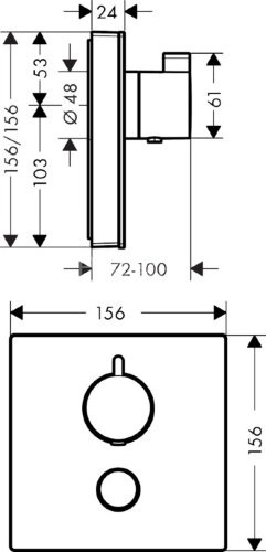 15735600 Термостат ShowerSelect Highflow с отдельным выводом для ручного душа, стеклянный, СМ