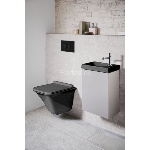 Кнопка смыва Loranto механическая, двойная, черный матовый