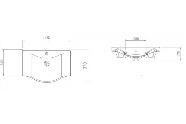 Раковина накладная Lapino BASIC 50X37X17,5, белая
