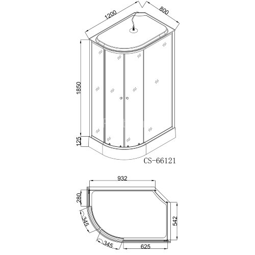 Душевая кабина LORANTO 120х80х215 с низким поддоном 13 см, белое закаленное стекло 4 мм, профиль хром (CS-66121R F 120)
