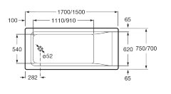 Ванна акриловая Roca Easy прямоугольная 170x75 x45