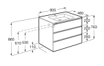 THE GAP Модуль д/раковины 800 мм, 3 ящика, белый глянец