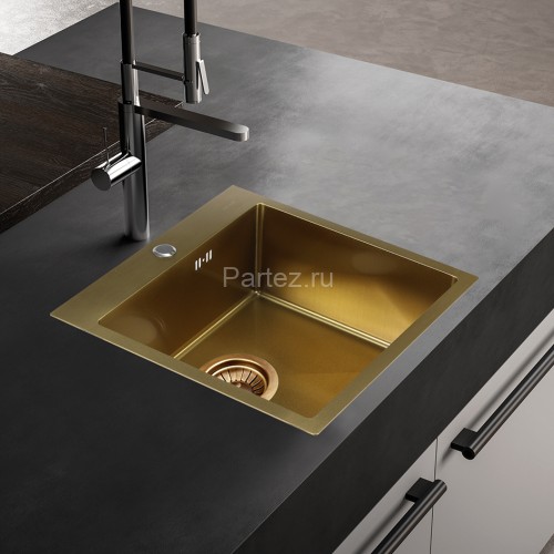 Мойка 5050 MELANA ProfLine 3,0/200 САТИН ЗОЛОТО врезная квадратная D5050HG