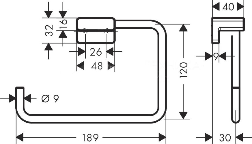 Полотенцедержатель Hansgrohe AddStoris, шлифованный черный хром (41754340)