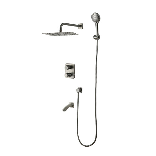 Смеситель Lemark Bronx LM3742GM для ванны и душа термостатический, встраиваемый