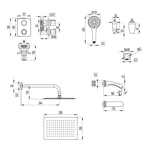 Смеситель Lemark Bronx LM3742GM для ванны и душа термостатический, встраиваемый