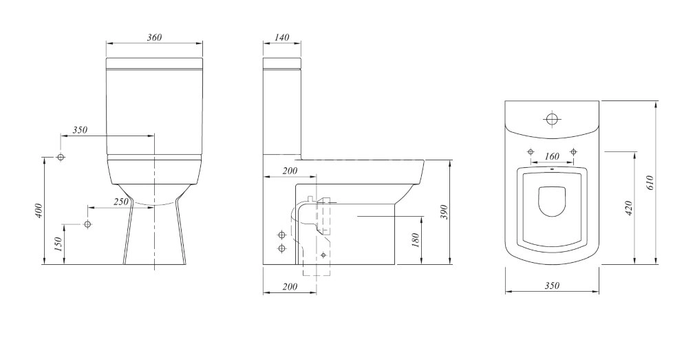 Унитаз-компакт KALE BASICS напольный, в комплекте с бачком, сиденьем микролифт и арматурой